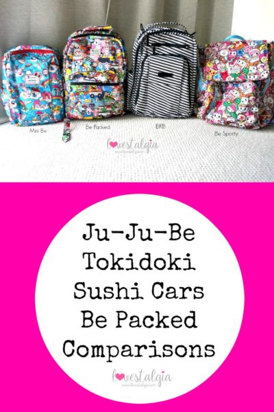 JuJuBe Sushi Cars Be Packed Tokidoki Comparisons BRB Black Magic Minibe Sanrio Hello Kitty BFF Be Sporty