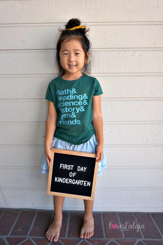 First day of store kindergarten outfit girl