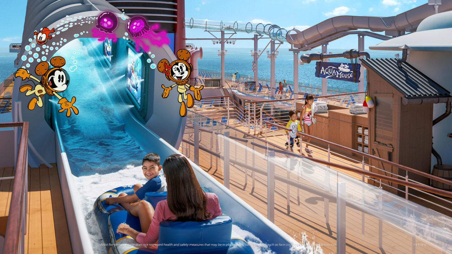 Disney Cruise Line, Disney Wish, Disney Cruise, Aqua Mouse, Disney's First Attraction at Sea